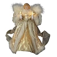Kurt Adler UL 10-Light Angel Treetop Figurine, 10-Inch, Ivory and Gold