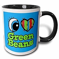 3dRose Bright Eye Heart I Love Green Beans - Mugs (mug_106134_9)