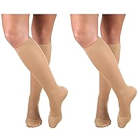 Truform Women's Compression 20-30 mmHg Knee High Stockings Beige, Medium, 2 Count