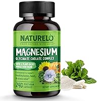 Magnesium Glycinate Supplement - 200 mg Glycinate Chelate with Organic Vegetables to Support Sleep, Calm, Muscle Cramp & Stress Relief – Gluten Free, Non GMO - 240 Capsules
