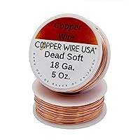 Solid Bare Copper Round Wire 5 Oz Spool Dead Soft 12 to 30 Ga (18 Ga / 68 Ft)