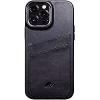 Bullstrap Premium Leather Portfolio Phone Case Compatible with Apple iPhone 13 Pro Max, Black Edition