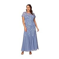 Adrianna Papell Women's Bead Long Dress with Godets