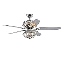 Warehouse of Tiffany CFL-8366REMO/CHD Copper Grove Toshevo Remote Control Chrome Dual-lamp 52-inch Lighted Crystal Shades and Reversible Blades Ceiling Fan, One Size