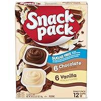 Snack Pack Sugar Free Chocolate and Vanilla Flavored Pudding Family Pack, 12 Count Pudding Cups