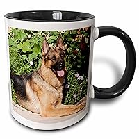 A German Shepherd Dog by Greenery Mug, 11 oz, Black
