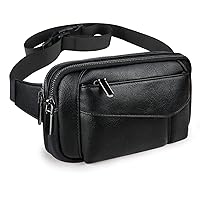 Leather Fanny Packs for Women Men, Fashionable Black Fanny Pack Crossbody Bags for Girls Boys, Plus Size Waist Pack Cute Belt Bag, Adjustable Brown Hip Pack Bum Bag for Travel Disney Hiking Running