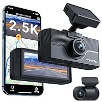 Dash Cam Front and Rear - POFOTO 2.5K 1440P 60fps and 1080P 30fps Dash Camera for Cars, HDR Night Vision, Parking Mode, Dash cam Build in WiFi GPS, G-Sensor, 3.16 IPS, Support 256GB Max (R2)