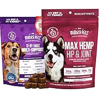 Mighty Petz MAX Dog Multivitamin + Mighty Petz MAX Hemp Glucosamine for Dogs Bundle