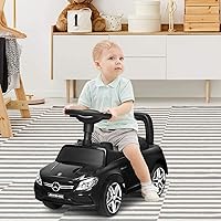 3 in 1 Ride On Car, Licensed Mercedes Benz Baby Racing Car, Push Walker, Toddler Gliding Scooter, w/ Low Seat, Horn Sound, Music, Non-Slip Wheels, Storage Box, Sit to Stand Car Toy
