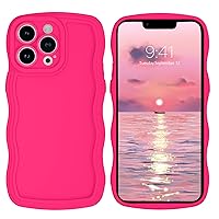 GUAGUA for iPhone 13 Pro Max Case, Phone Case iPhone 13 Pro Max, Cute Curly Wave Shape Design Soft Hybrid TPU Bumper Drop Shockproof Protective Anti Slip Case for iPhone 13 Pro Max 6.7 Inch, Hot Pink