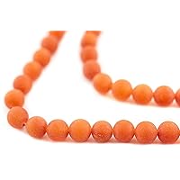 TheBeadChest Matte Round Papaya Orange Aventurine Beads (8mm): Organic Gemstone Round Spherical Energy Stone Healing Power Crystal for Jewelry Bracelet Mala Necklace Making
