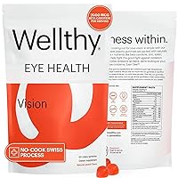 Wellthy Vision Gummy - Vegan Eye Health Vitamins for Adults, Fights Oxidation & Inflammation with Lutein, Beta-Carotene & Zinc (Peach Flavor, 30 Day)