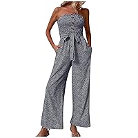 Women's Summer Jumpsuit Fashion Floral Jumpsuit Sexy Strapless