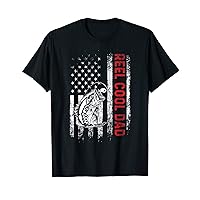 Mens Reel Cool Dad American Flag Father's Day T-Shirt