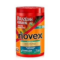NOVEX Brazilian Keratin Deep Conditioning Mask Reconstructs the Hair Fiber - Replenishes Moisture & Deep Repairs - (1kg / 35.3 oz.) - Suitable for all Hair Types & Textures