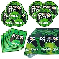 Video Games Party Tableware Supplies Set Including 20 pcs Plates, Table Cover and 20 pcs Napkins, Video Games Theme Party Baby Shower Birthday Decorations