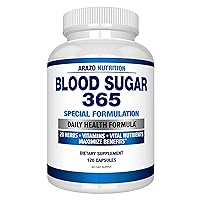 Arazo Nutrition Blood Sugar 365 Supplement – Supports Healthy Blood Glucose - 120 Herbal Pills - 60 Day Supply