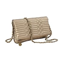 Sydney Love Metallics Quilted Fold-Over Clutch Crossbody, Gold