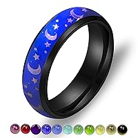 Uloveido 6MM Stainless Steel Band Comfort Fit Temprature Sensitive Color Changing Mood Rings Rainbow Tone