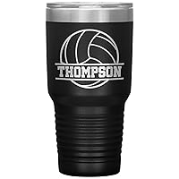 Personalized Volleyball Tumbler With Name - Volleyball Cup - 30oz Insulated Engraved Stainless Steel Volleyball Travel Mug Black