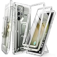 SUPCASE for Samsung Galaxy S23 Ultra Case with Stand, [Unicorn Beetle Pro] [2 Front Frames] [Built-in Screen Protector & Belt-Clip] Military-Grade Protection Phone Case for Galaxy S23 Ultra, Clear