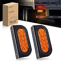 Nilight 6Inch Oval Trailer Tail Light with flush Mount Grommets Plugs w/Mounting Brackets 2PCS Amber Waterproof Turn Signals Trailer Lights for RV Truck, 2 Years Warranty