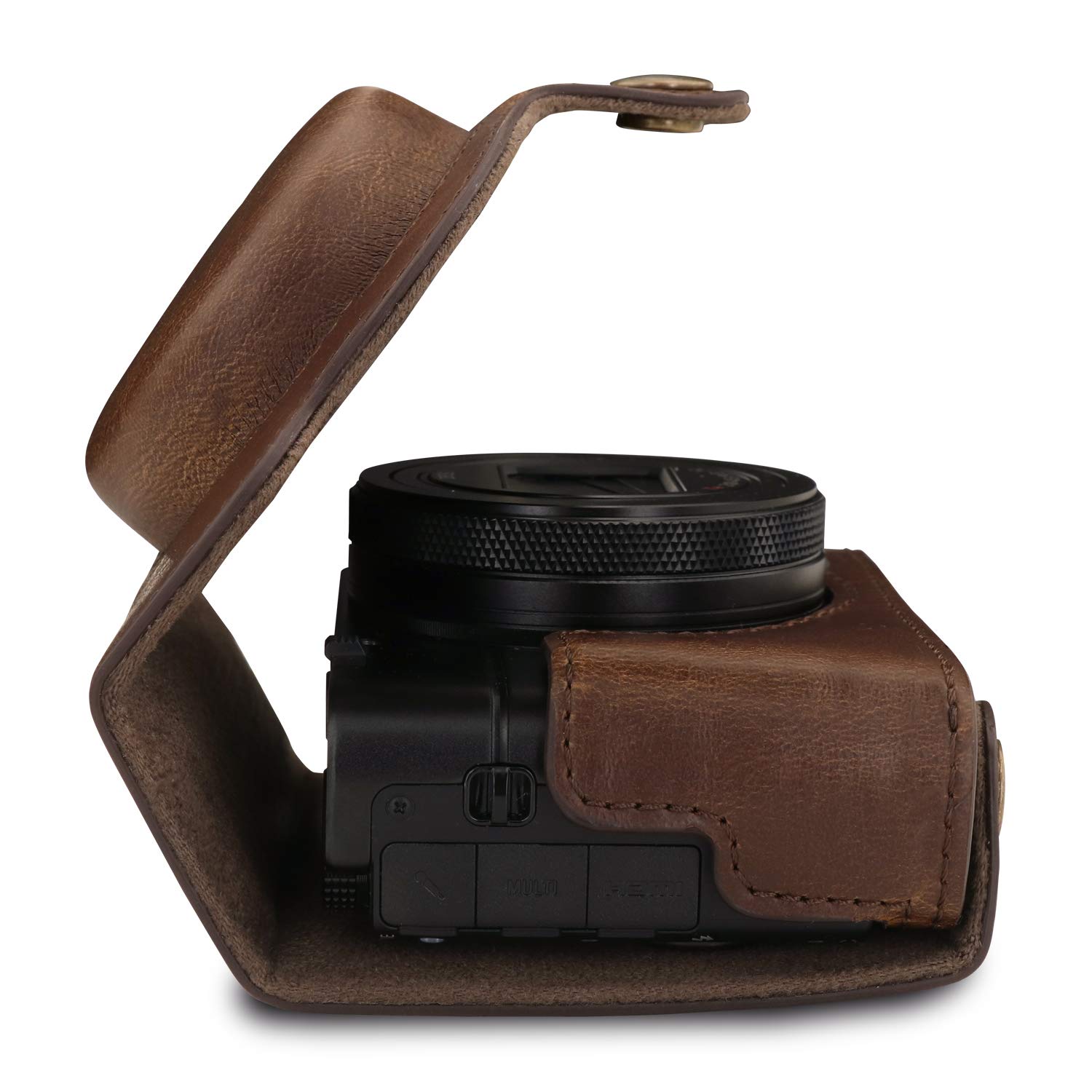 MegaGear MG1731 Ever Ready Leather Camera Case Compatible with Sony Cyber-Shot DSC-RX100 VII - Dark Brown