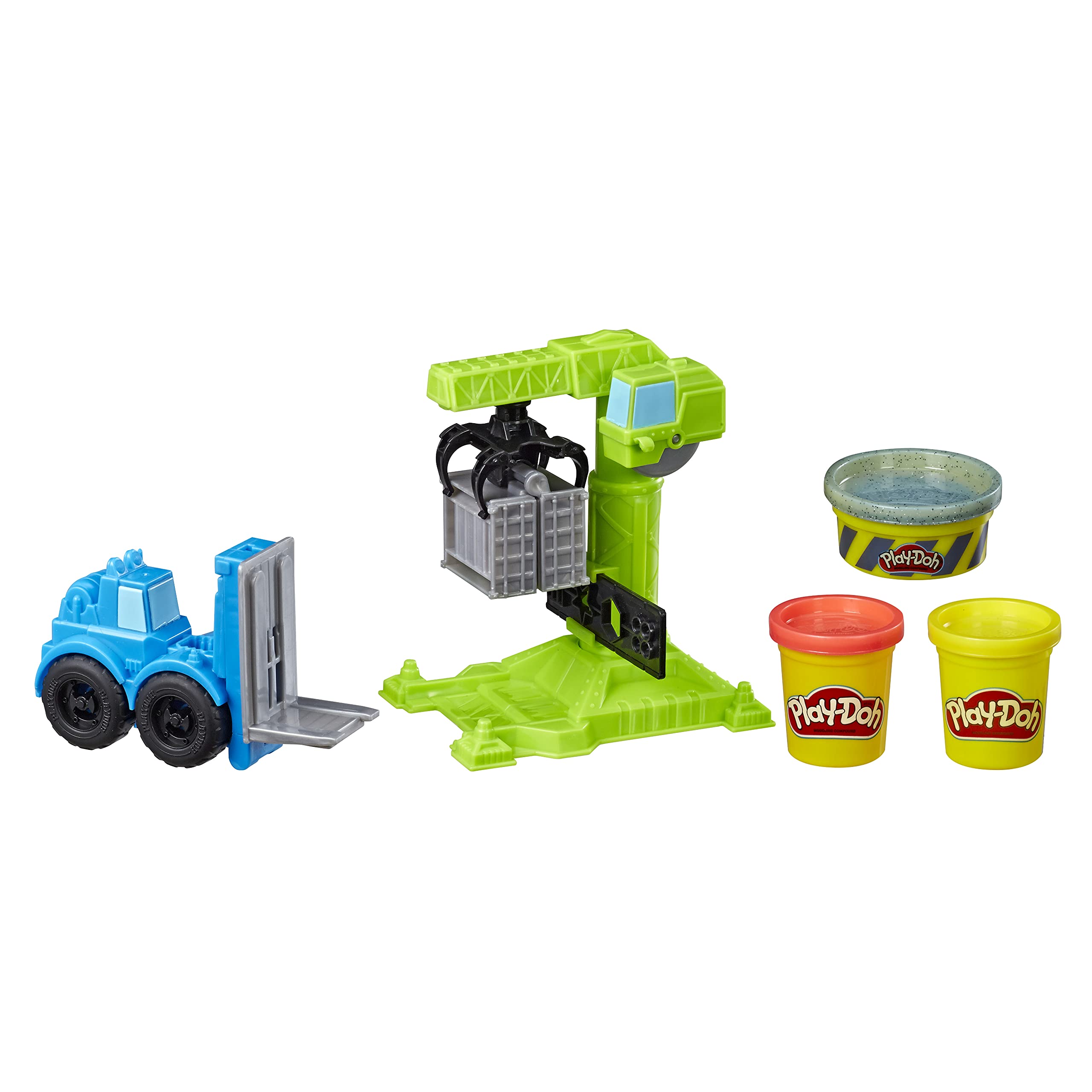 Play-Doh Wheels Crane and Forklift Construction Toys with Non-Toxic Cement Buildin' Compound Plus 2 Additional Colors