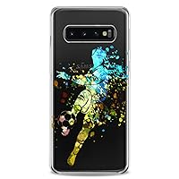 Case Compatible with Samsung S24 S23 S22 Plus S21 FE Ultra S20+ S10 Note 20 S10e S9 Football Player Cute Design Clear Slim fit Top Flexible Silicone Watercolor Manly Sport Game Print Boy Paint