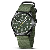 HANPOSH Men's Military Watch Men's 12/24 Hour Tactical Army Watches, 3ATM Waterproof Watches, Men’s Outdoor Sports Quartz Watch with Date