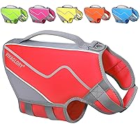 VIVAGLORY Life Jacket for Dogs of Sports Style, Water Vest Jacket for Dog, Heavy Duty Pet Safety Vest, Comfortable Neoprene Lifejackets with Hook & Loop Closure, Red, XSmall