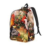 Canvas Backpack For Women Men Laptop Backpack Chicken Painting Travel Daypack Lightweight Casual Backpack