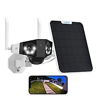 REOLINK 6MP Security Camera Outdoor Wireless, Dual Lens Solar Security Camera with 180° View, 2.4/5GHz WiFi Camera, Color Night Vision, Human/Vehicle Detection, No Extra Fee, Duo 2 + Solar Panel