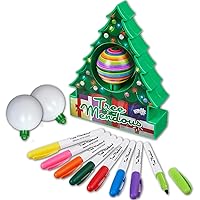 Christmas Tree Decorating Kit - Includes Christmas Tree DIY Ornament Decorating Spinner Arts and Crafts Kit and 8 Colorful Quick Drying Markers [Cap Colors May Vary]