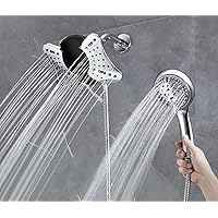 2.5GPM Shower Heads with Handheld Spray Combo: 2 in 1 Rainfall Shower Head with Handheld Combo High Pressure Shower Head, 9 Spray Modes/Settings Detachable Shower Head with 60 Inch Hose