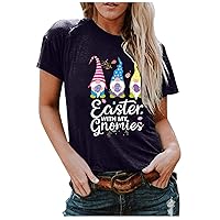 XJYIOEWT Sexy Tops for Women with Small Breasts Fashion Short Neck Print Women's Sleeve Loose Top Easter Round Goblin B