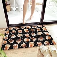 Coffee Cup Coffee Bean Plush Rug Non Slip Bath Mat, Soft Shaggy Long Fur Fuzzy Bath Rugs 24