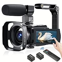 4K Video Camera Camcorder FHD 48MP Digital Camera Wi-Fi Vlogging Camera with IR Night Vision, IPS Touch Screen 16X Video Recorder with Microphone, Handheld Stabilizer, Lens Hood, 2.4G Remote