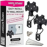 HangSmart TV Wall Mount NO STUD Easy Install, DIY hangs any TV in minutes, 19-100 inch TVs, Holds up to 150LBS, Multi-Purpose most LED LCD Flat Screen TVs & Monitors, Include Hardware (TV 19