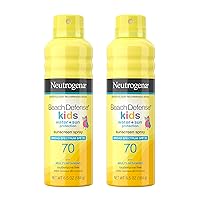 Neutrogena Beach Defense Kids Sunscreen Spray, Water-Resistant Sunscreen Spray for Children, Broad Spectrum SPF 70 for UVA/UVB Protection, Oxybenzone-Free & Fast-Drying, 6.5 oz, Pack of 2