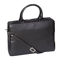 Womens Real Leather Briefcase Messenger Shoulder Office Bag Wilma Black
