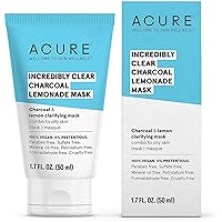 Acure Incredibly Clear Charcoal Lemonade Mask | For Oily to Normal & Acne Prone Skin | Charcoal, Lemon & Clay - Draws Out Impurities | 1.7 Fl Oz