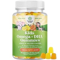 Kids DHA Omega 3 Gummies for Kids - Delicious Fish Free DHA Kids Omega 3 Gummies with Vegetarian Omega 3 6 9 for Vision Brain & Immunity - Non GMO Omega 3 Kids Supplement Fish & Gluten Free - 1 Month