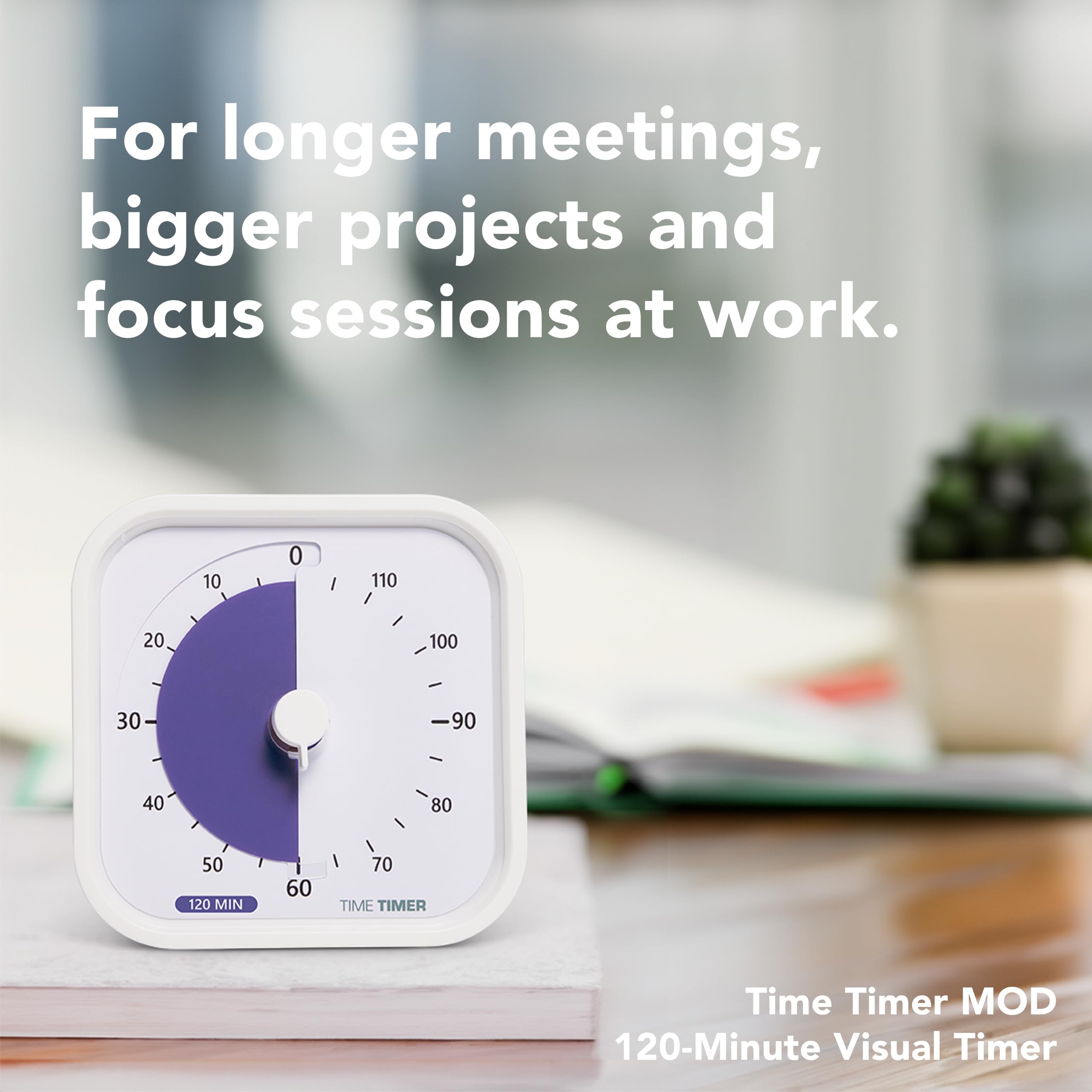 TIME TIMER 120 Minute MOD Education Edition ⁠— Visual Timer with Desktop Software for Kids Classroom Learning, Testing Timer, Study Tool and Office Meetings with Silent Operation (White - 120min)