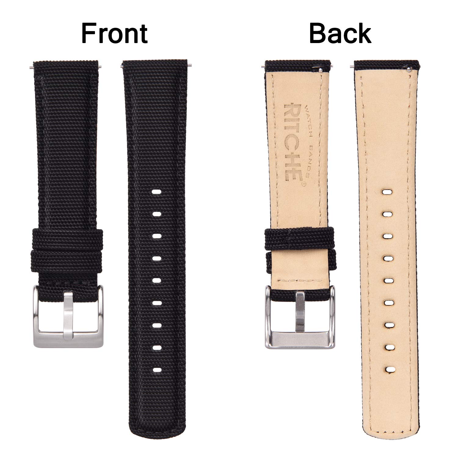 Ritche Sailcloth Watch Band Quick Release Watch Strap Compatible with Samsung Galaxy Watch 6 Band Classic 43mm 47mm 40mm 44mmTimex / Seiko/Fossil/Citizen Watch Bands for Men Women