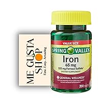 Spring Valley Iron Tablets Dietary Supplement Value Size, 65 mg, 200 Count Pack 01 + Me Gustas Sticker