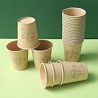 Bamboo fiber paper cup, disposable household thickened soy milk coffee paper cup, commercial office drinking tea cup, 100 pcs 100 pcs