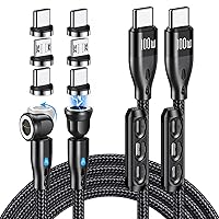 100W Magnetic Charging Cable(2Pack, 3.3/6.6ft), 360°&180° Rotation Magnetic Fast Charging Cable/Magnetic Phone Charger/Magnetic USB C Cable/Magnetic Micro USB Cable-Data Transfer Cable for More Device