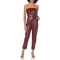 KENDALL + KYLIE Women's Vegan Leather Strapless Jumpsuit